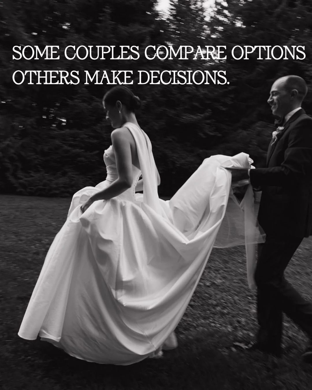There&rsquo;s a difference between choosing based on price and choosing based on outcome.
My couples aren&rsquo;t trying to &ldquo;fit&rdquo; photography into their day. They build their day in a way that supports it. They don&rsquo;t second guess th