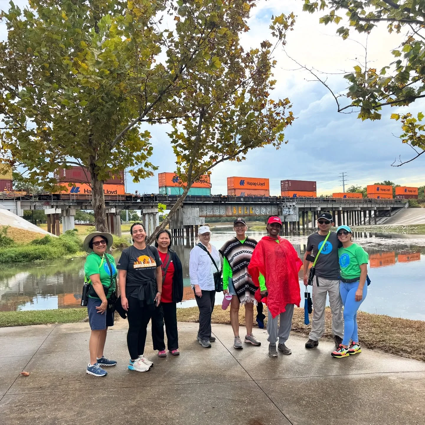 Good morning Sun! Blue sky, Great Blue Heron, and a Blue Crab on our AARP Sponsored Community Wellness Walk Celebrating Hispanic Art and Culture at Mason Park this morning after the over night rain was wonderful. We saw some very awe inspiring things