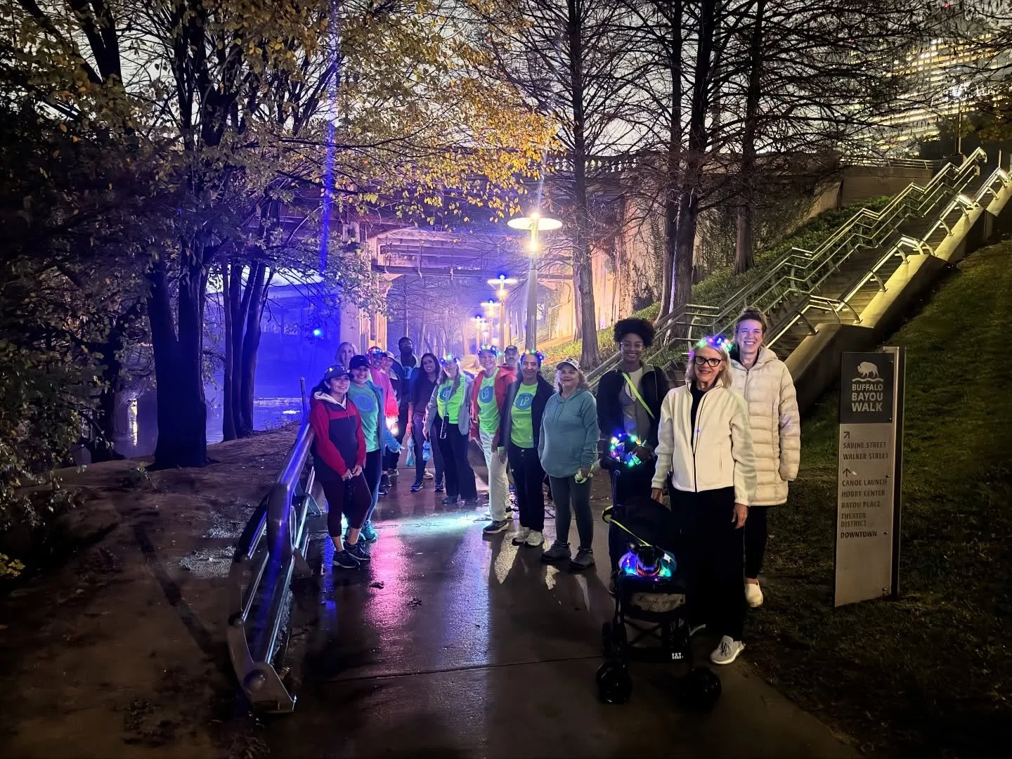 Wellness Walk Wednesday at Buffalo Bayou Park.  The light rain and puddles couldn&rsquo;t keep us away from the path this evening! As a matter of fact the puddles and wet trail just gave everything an extra sparkle. Join us next walk to get all the p