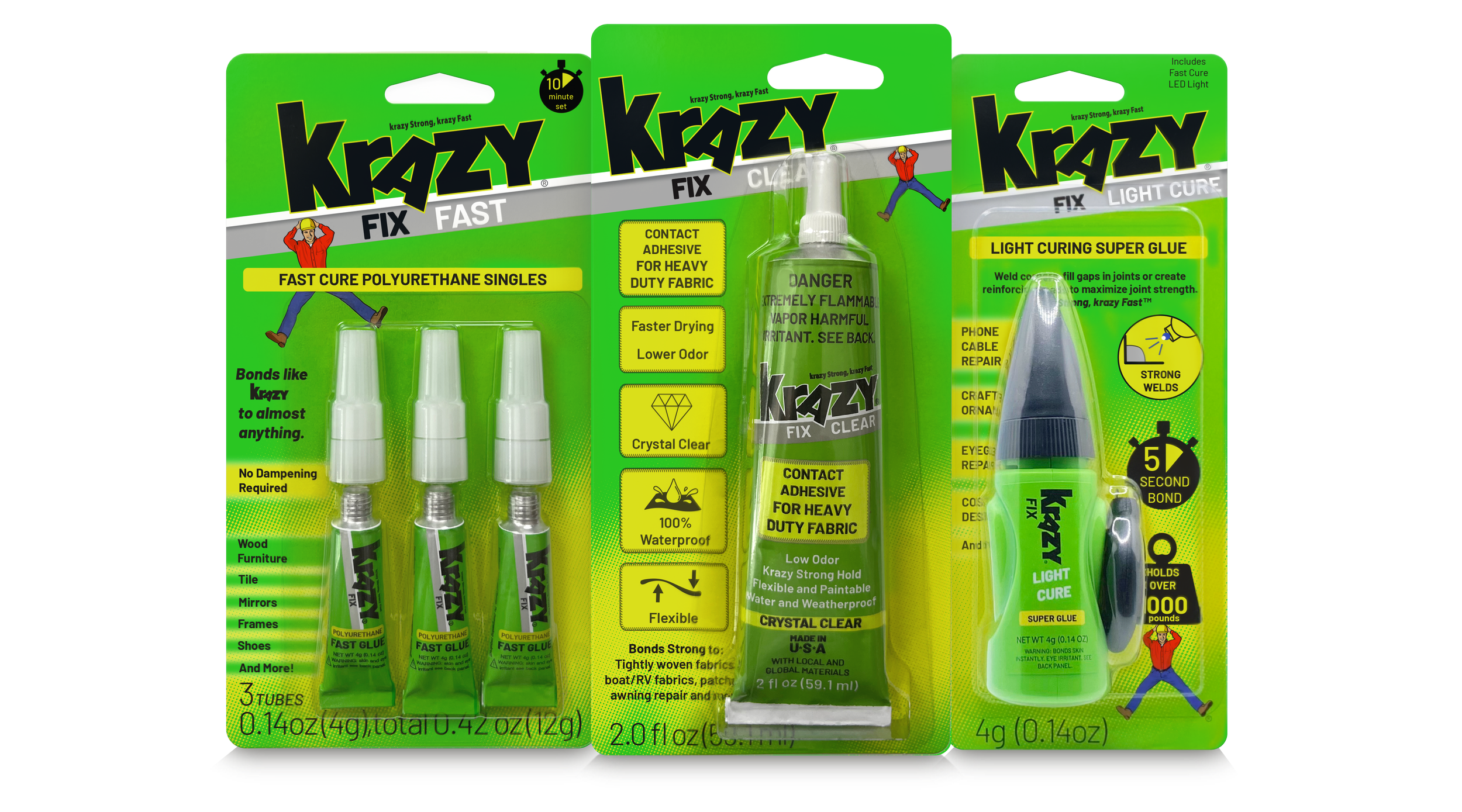 Krazy Fix Clear, Heavy Duty Fabric Adhesive Glue, 100% Waterproof Fabric  Glue wi