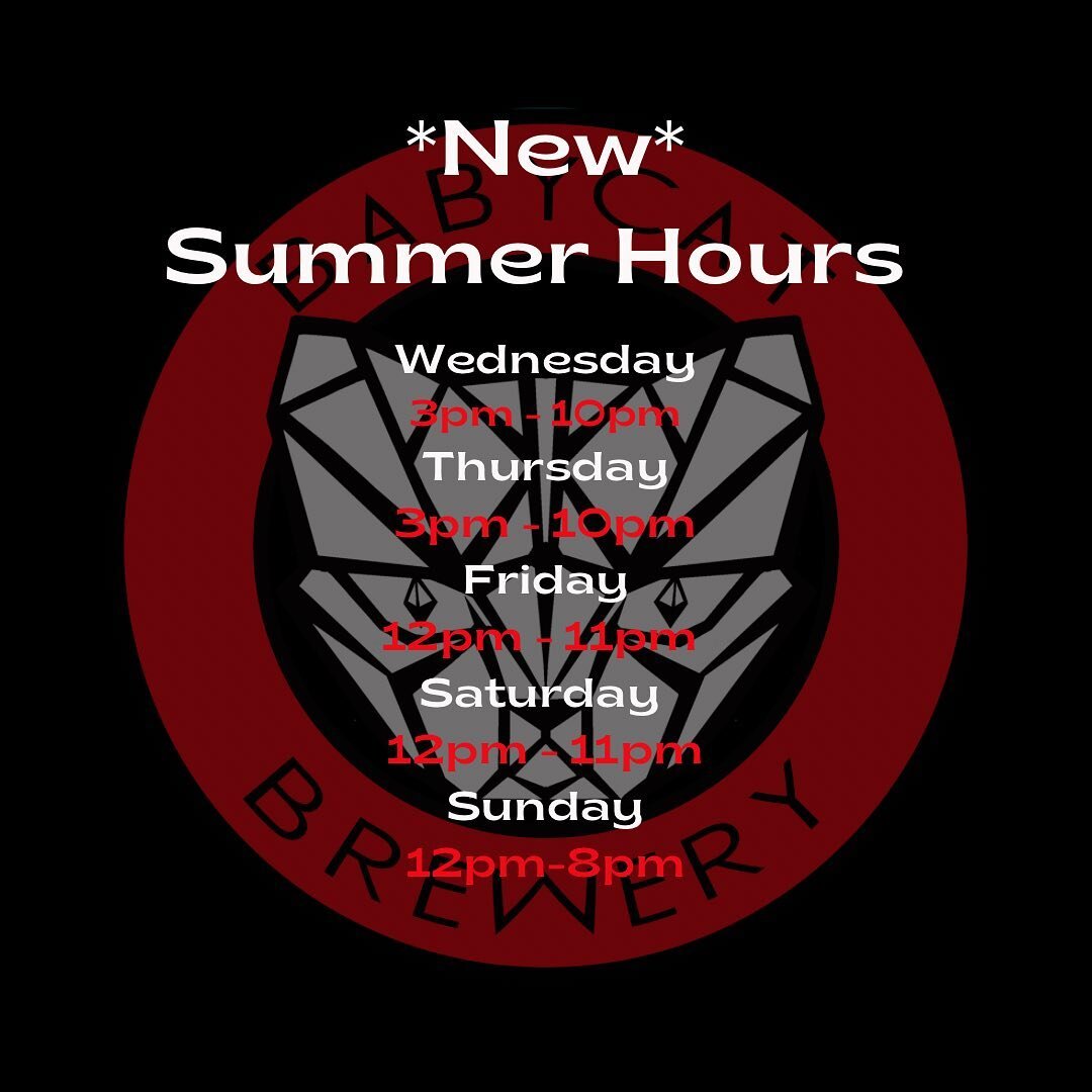 Our new summer hours begin this week! BabyCat is now open at 3pm on Wednesday &amp; Thursday and noon on Friday! Looks like a perfect week for it! Stay tuned for events this week including live music &amp; Cinco de Mayo!
