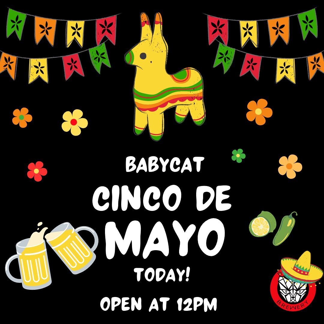 Celebrate Cinco de Mayo at BabyCat! 🇲🇽 Let&rsquo;s be honest, you need a darty so just pack it up and get your weekend started. Open at noon! 
Live music by Veirs Millionaires at 6:30pm and eats by 
@jalapenomexicangrillllc 🌮