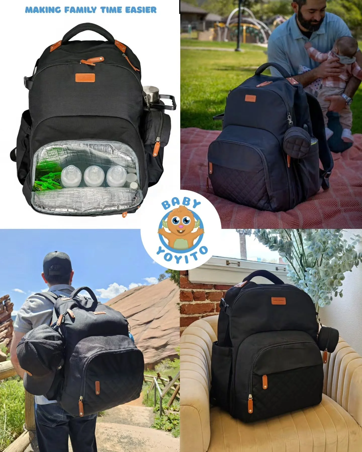From coffee runs ☕ to park adventures 🌳 to weekend getaways ⛺ &mdash; the Day Trip Diaper Bag by Baby Yoyito is built to keep up with every kind of dad and family.

Designed for real life &mdash; with a built-in cooler, extra-large storage, and wate