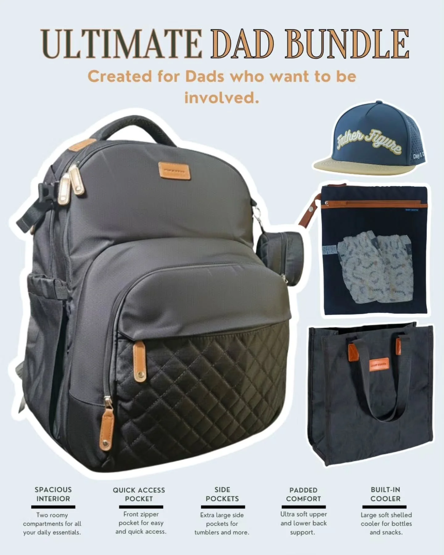 Created for Dads who want to be involved. 

Time to get yourself the ultimate travel bag, best parent hack, sweetest baby shower gift, or smartest parenthood upgrade. The Day Trip will make parenthood so much easier. Larger pockets, built-in insulate