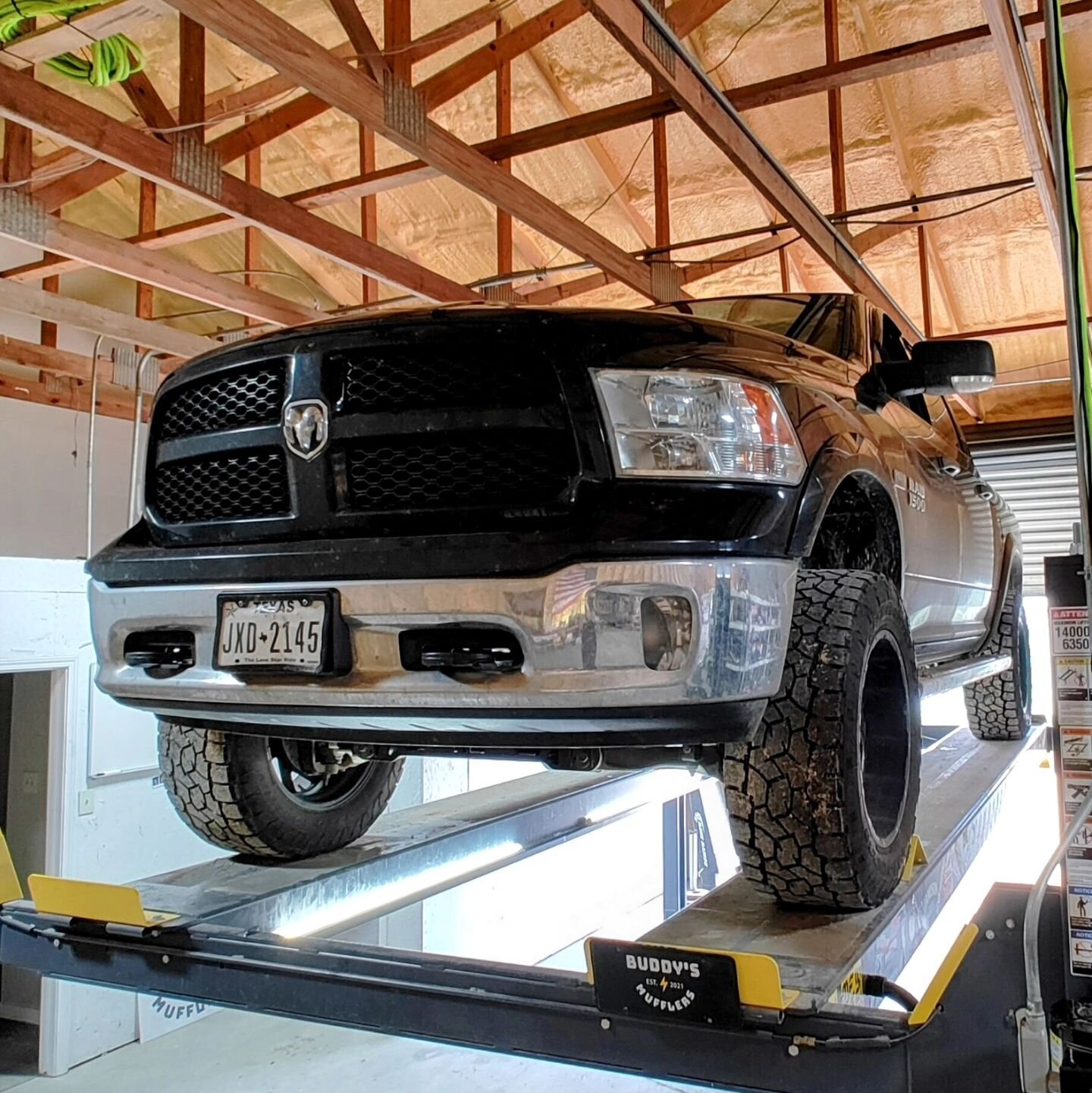 On the lift today we had a #RAM #1500 in for a full exhaust. We had to pull all the old rusted out pipes and run all fresh stuff the full length. We ran fresh 2.5&quot; to a new Y-pipe. 3&quot; pipe to a single #flowmaster #40seriesdeltaflow muffler 