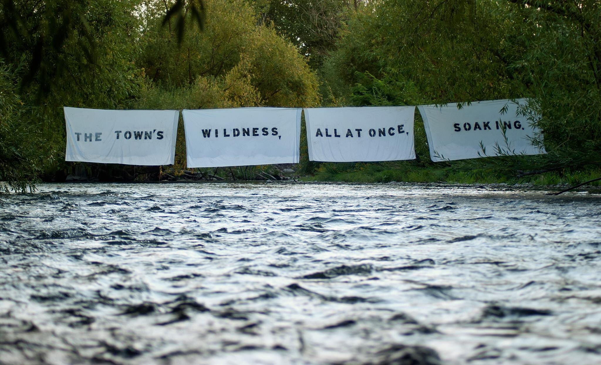 Story installation on the Boise river