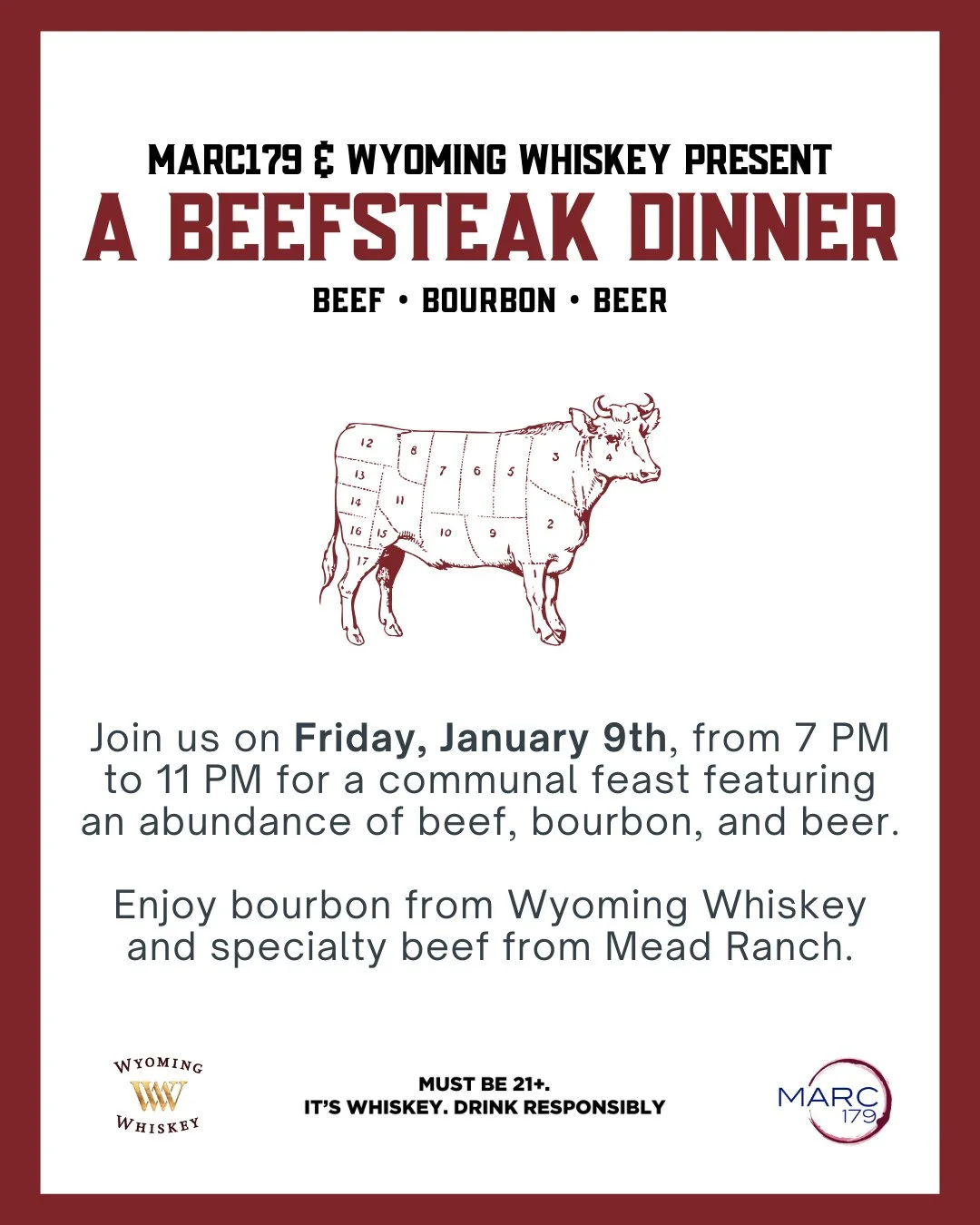In case you missed it, we&rsquo;re hosting another epically popular Beefsteak Dinner this Friday, January 9, in partnership with our friends at @wyomingwhiskey at @Marc179nyc.⁠
⁠
It&rsquo;s one of New York&rsquo;s oldest and messiest traditions, an a