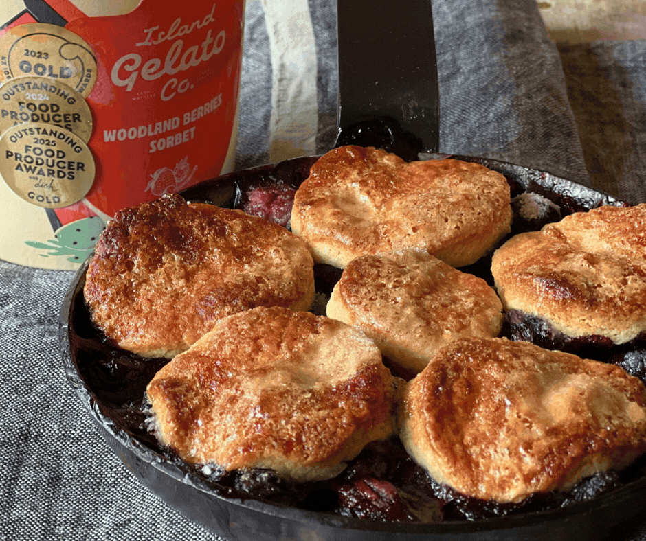 Blueberry Cobbler with Island Gelato Co, Woodland Berries Sorbet