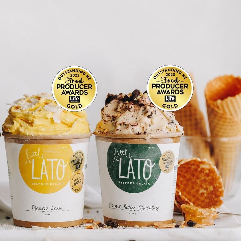 There were 2 gold awards for @littlelato at the Outstanding NZ Food producers Awards.
Choose between the rich Peanut Butter or the refreshing Mango Lassi - oh and both are dairy free!