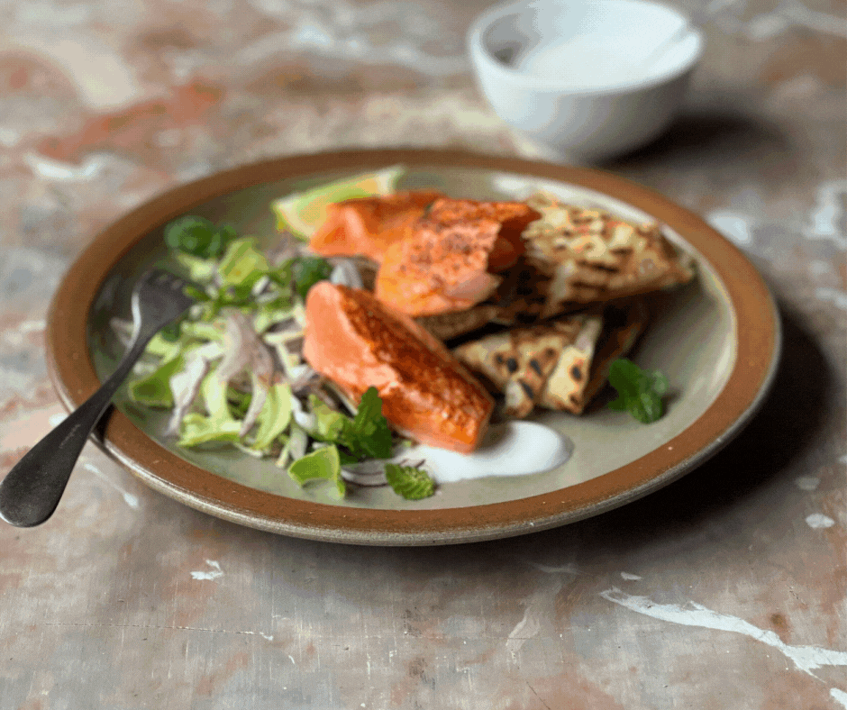 Spiced Big Glory Bay Salmon with Charred Roti — Outstanding Food