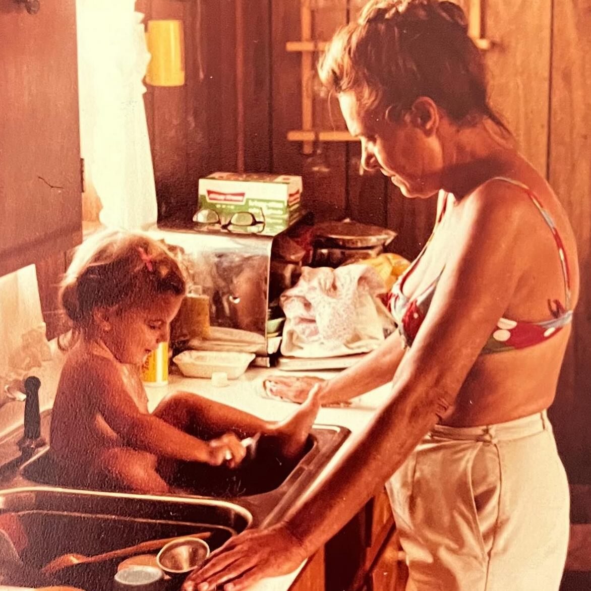 I will never stop using this picture of my grandmother giving me a bath me in the sink, Nags Head, NC 1981ish. She was the epitome of strength, kindness and &ldquo;bless your heart&rdquo;. I adored her. 
✨My babes, the year we moved here, 2013
✨My ha
