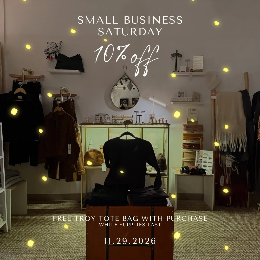 In store only this Saturday. Enjoy 10% off your entire purchase at The Noble Edit + a free Troy tote bag while supplies last. Shop small y&rsquo;all ✌🏼 + ❤️ + 🌎

P.S. we are closed on Friday! 

.
.
.
#troyny #enjoytroy #upstateny #518 #sustainablef