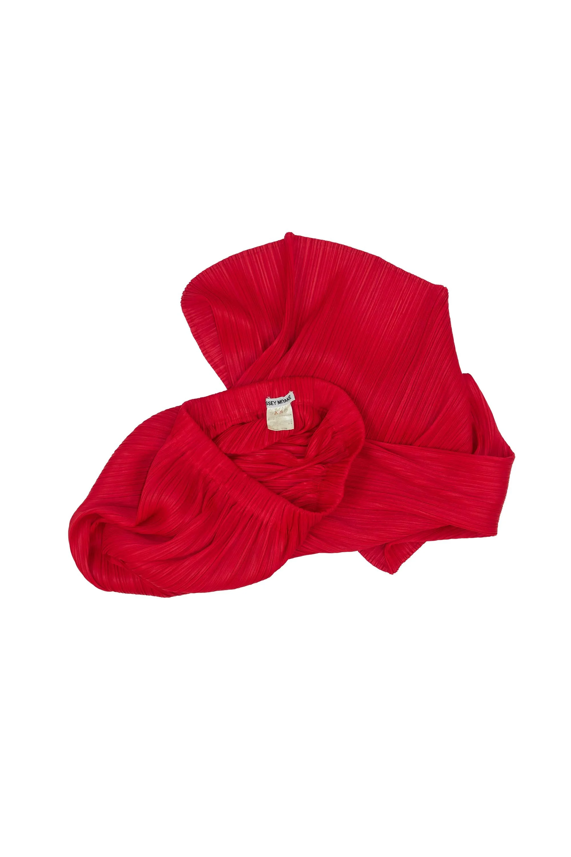 ISSEY MIYAKE red pleated skirt with elastic waist 361.jpg