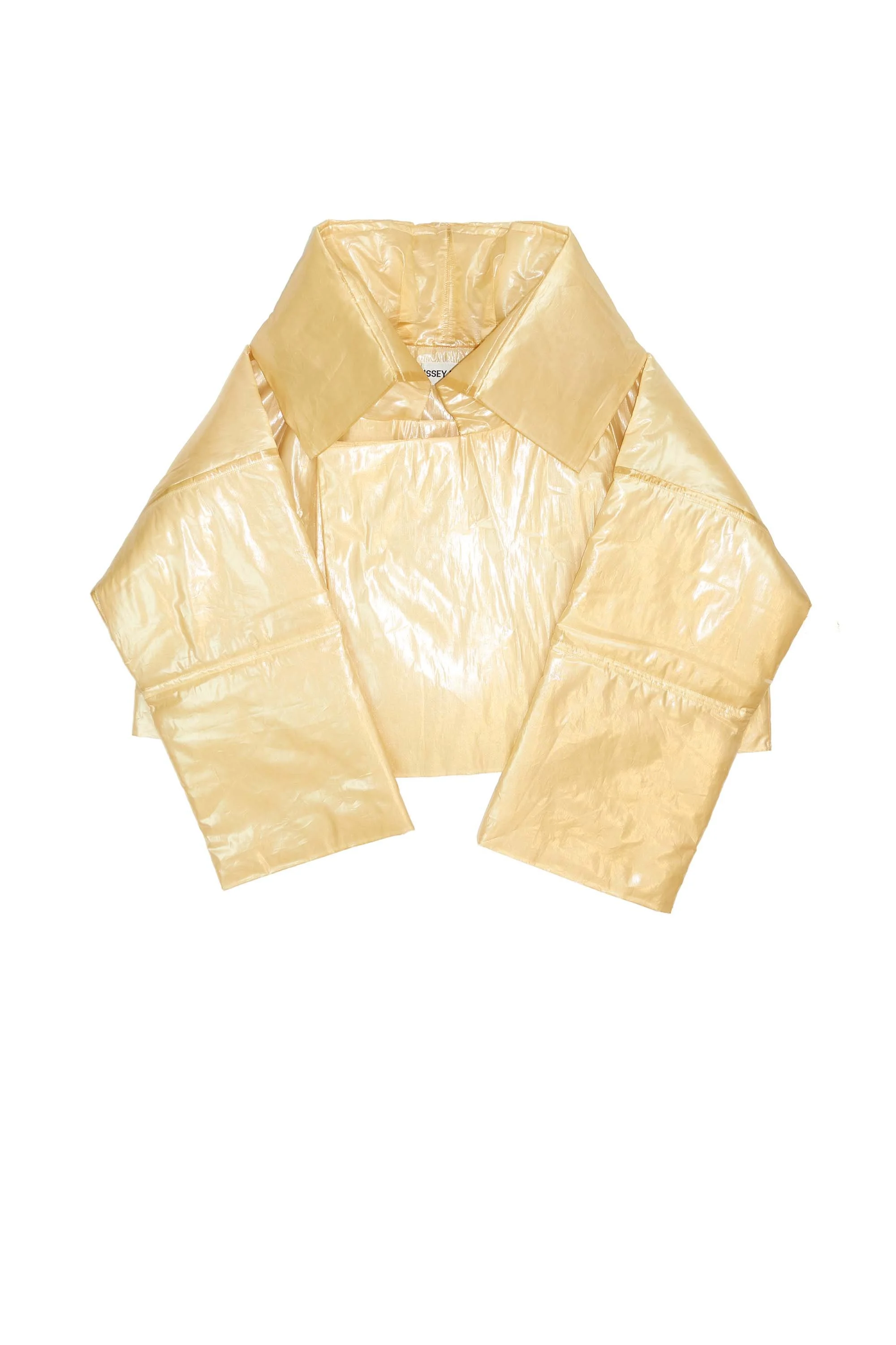 ISSEY MIYAKE Shiny Cropped Plastic-y wide silhouette Puffer Jacket 596 01.jpg