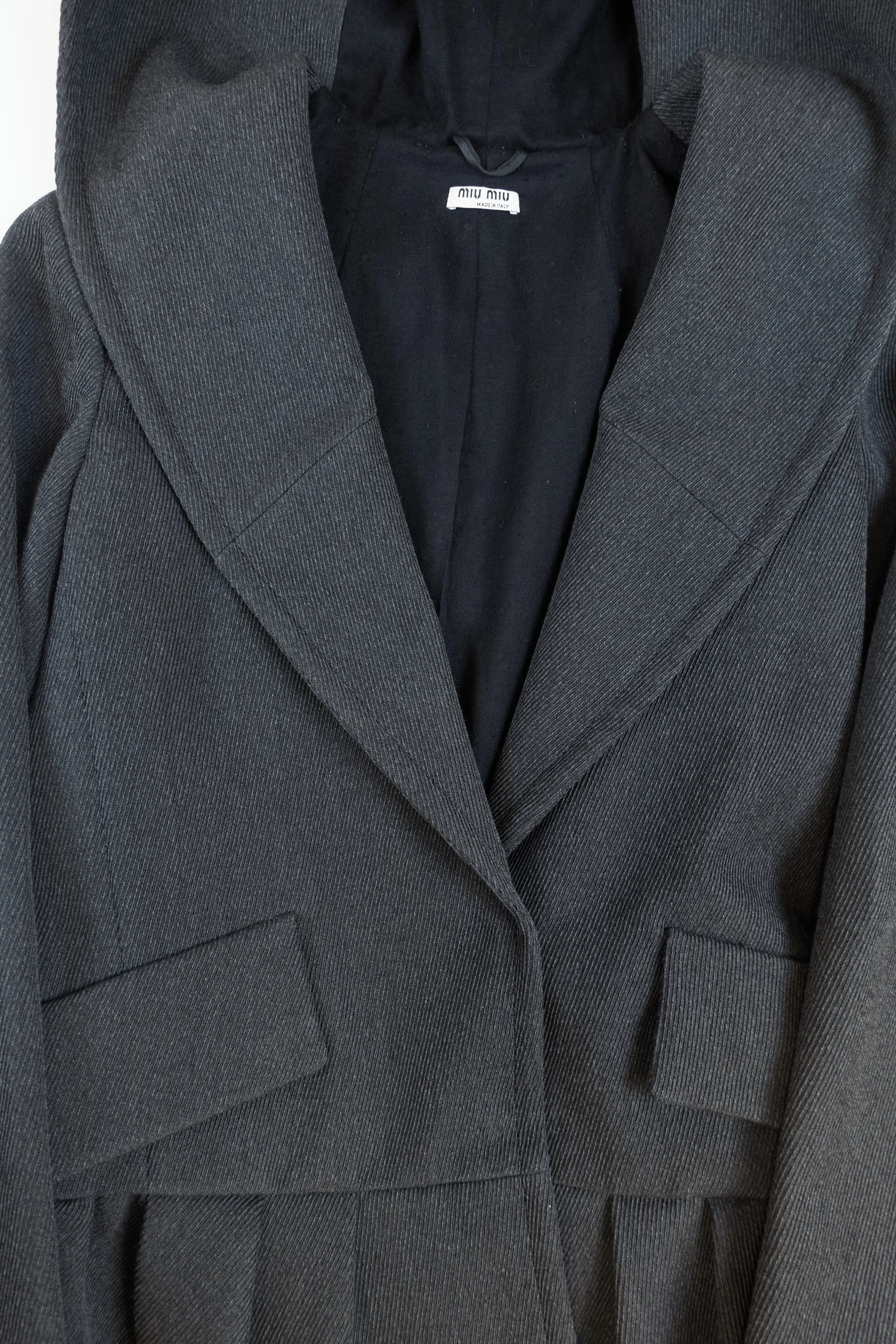 MIU MIU wool peplum hooded blazer (grey) 805 220503.jpg