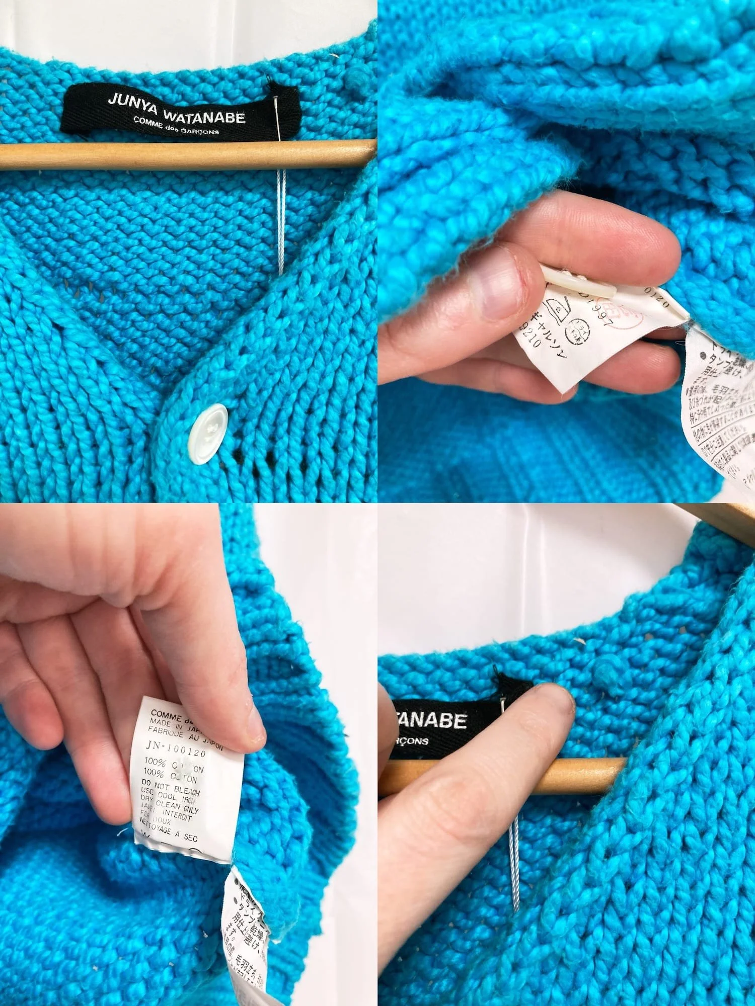 FS2042_Junya Watanabe Comme des Garcons 1997 thick blue cotton knitted vest_07.jpg