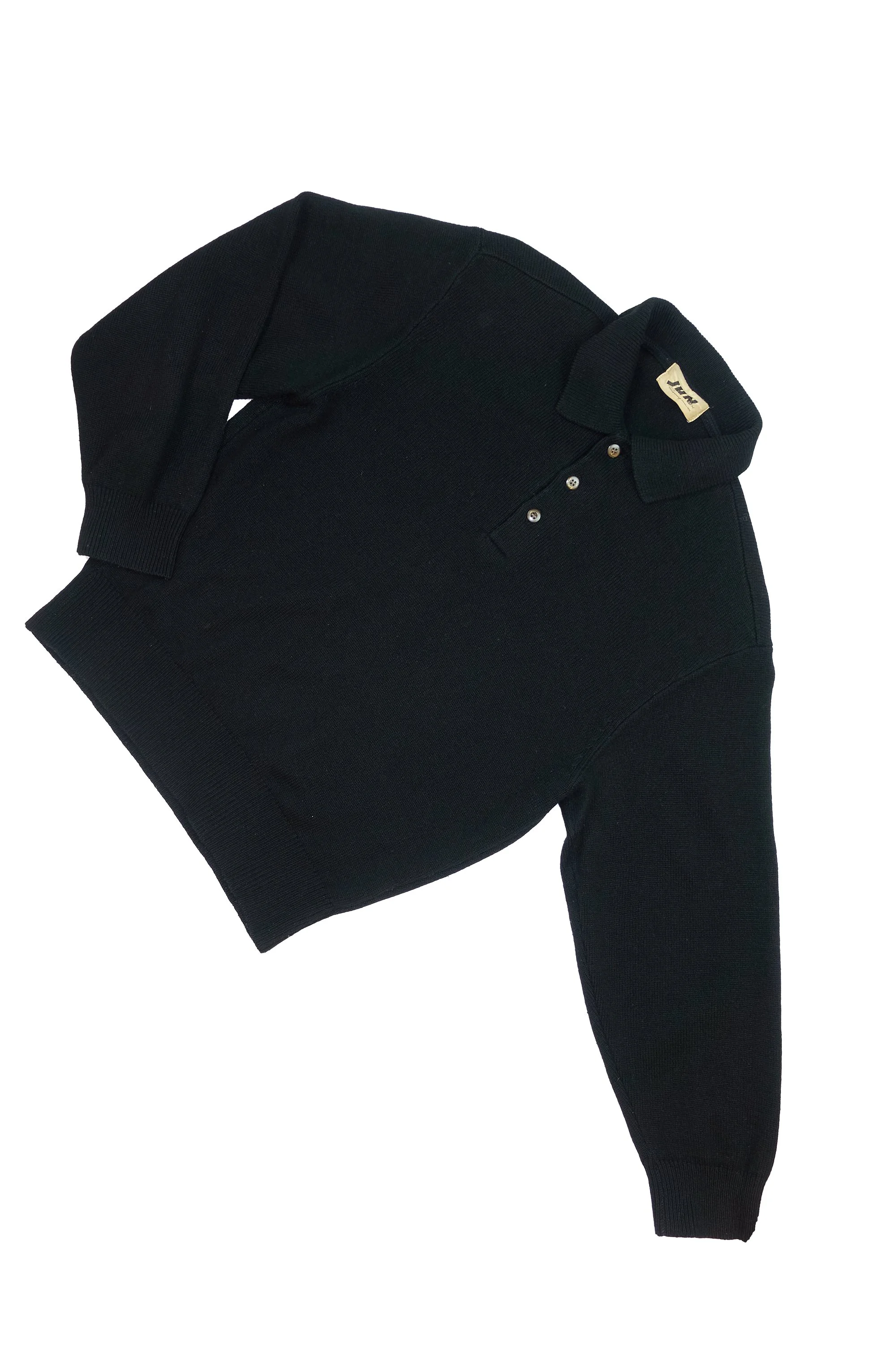 Jun Men black longsleeve knit polo 1980s 0024-865.jpg