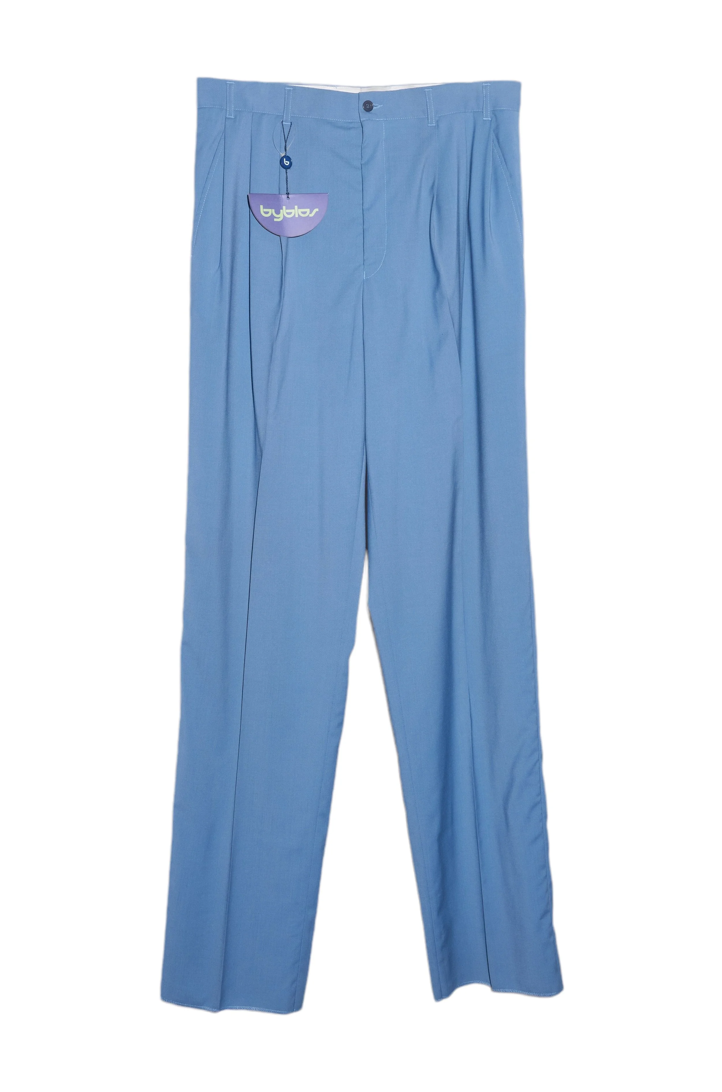 FS2155_Byblos 1990s blue wool pleated trousers_afs01.JPG