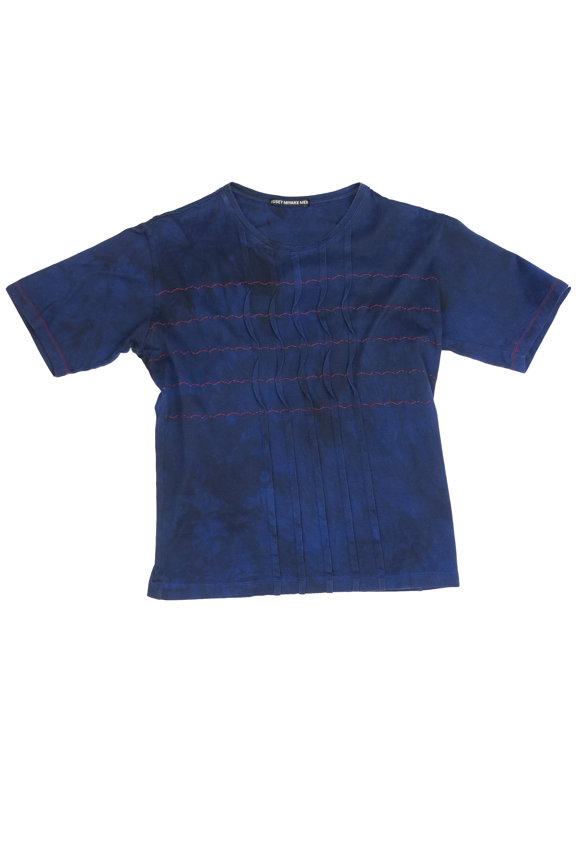 ISSEY MIYAKE MEN mottle dyed t-shirt with pleat front & stiching detail 220902.jpg