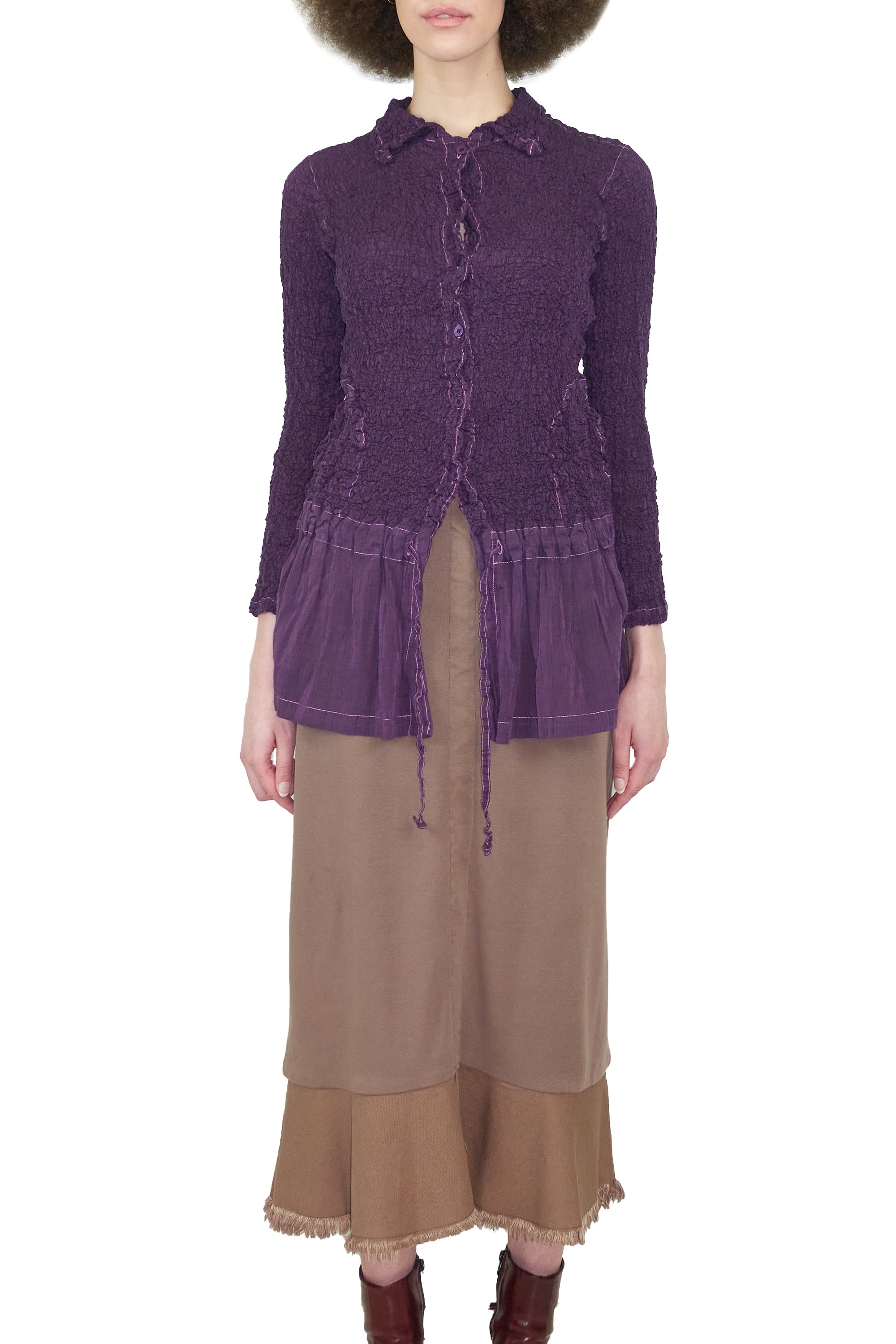 ISSEY MIYAKE ME purple drawstring peplum cauliflower top and BRB manipulation skirt 0566 221003 1.jpg