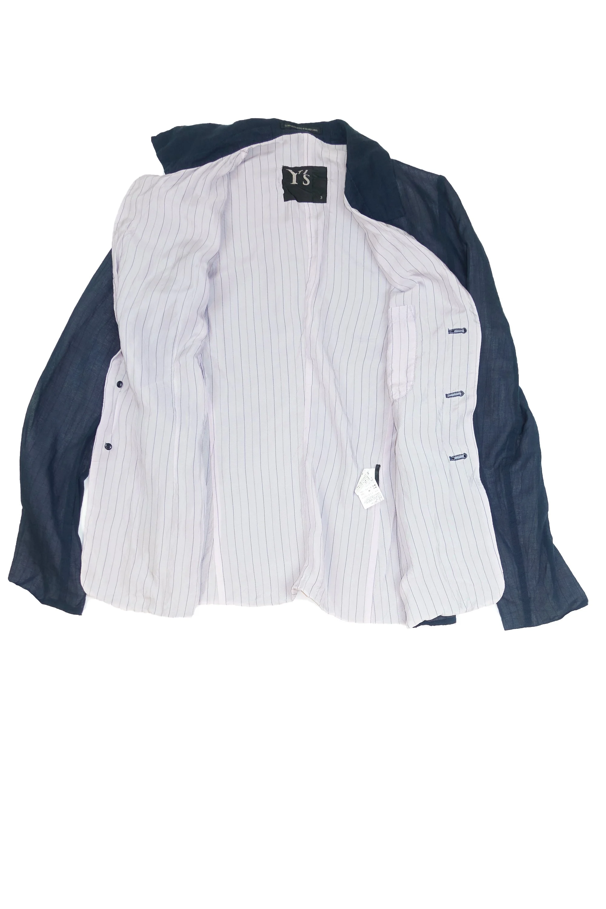 221125 Y's two peice trouser suit navy with interior stripe 1486.jpg