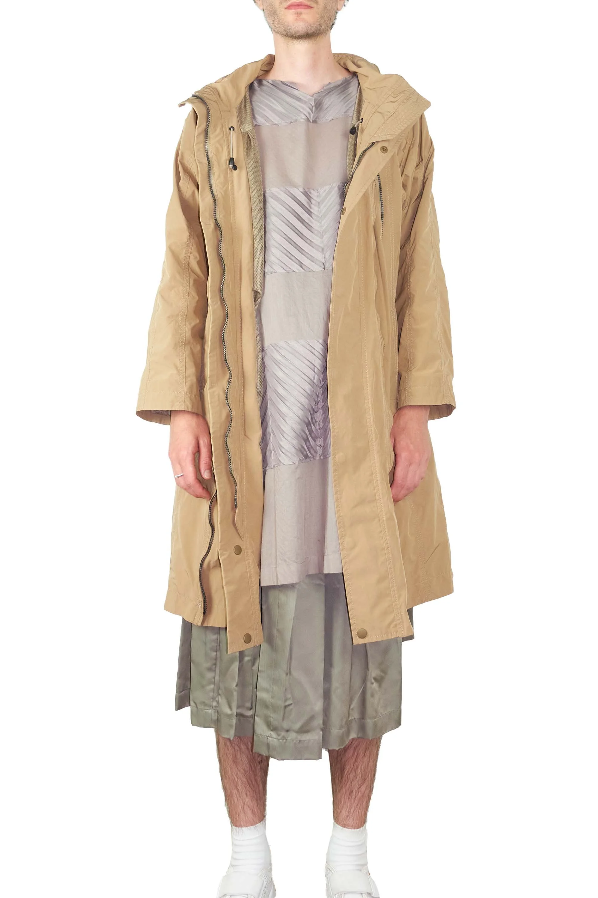 Issey Miyake coat with zips tan .jpg