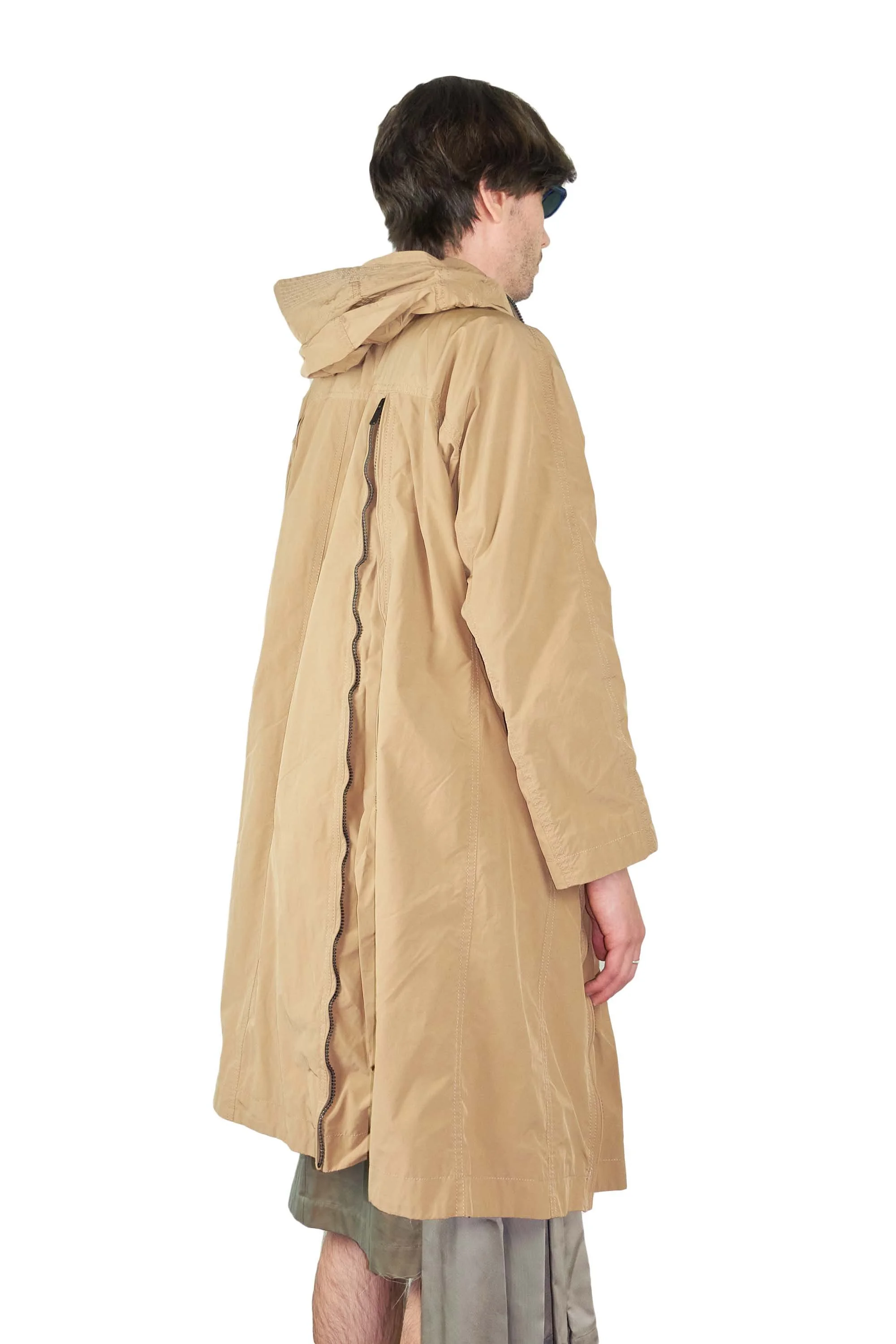 ISSEY MIYAKE zip coat with hood tan 160101 1.jpg