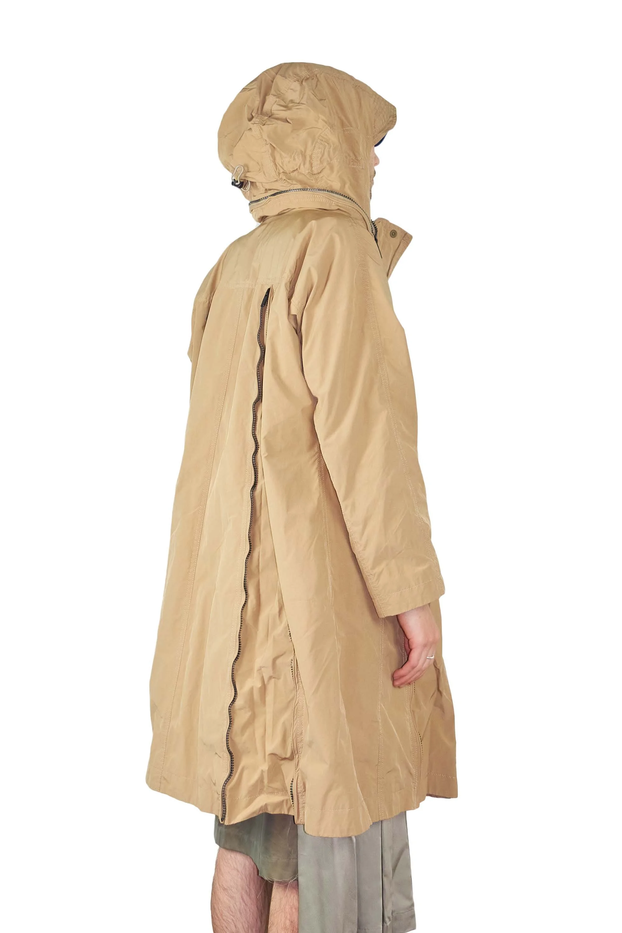 ISSEY MIYAKE zip coat with hood tan 160101 2.jpg