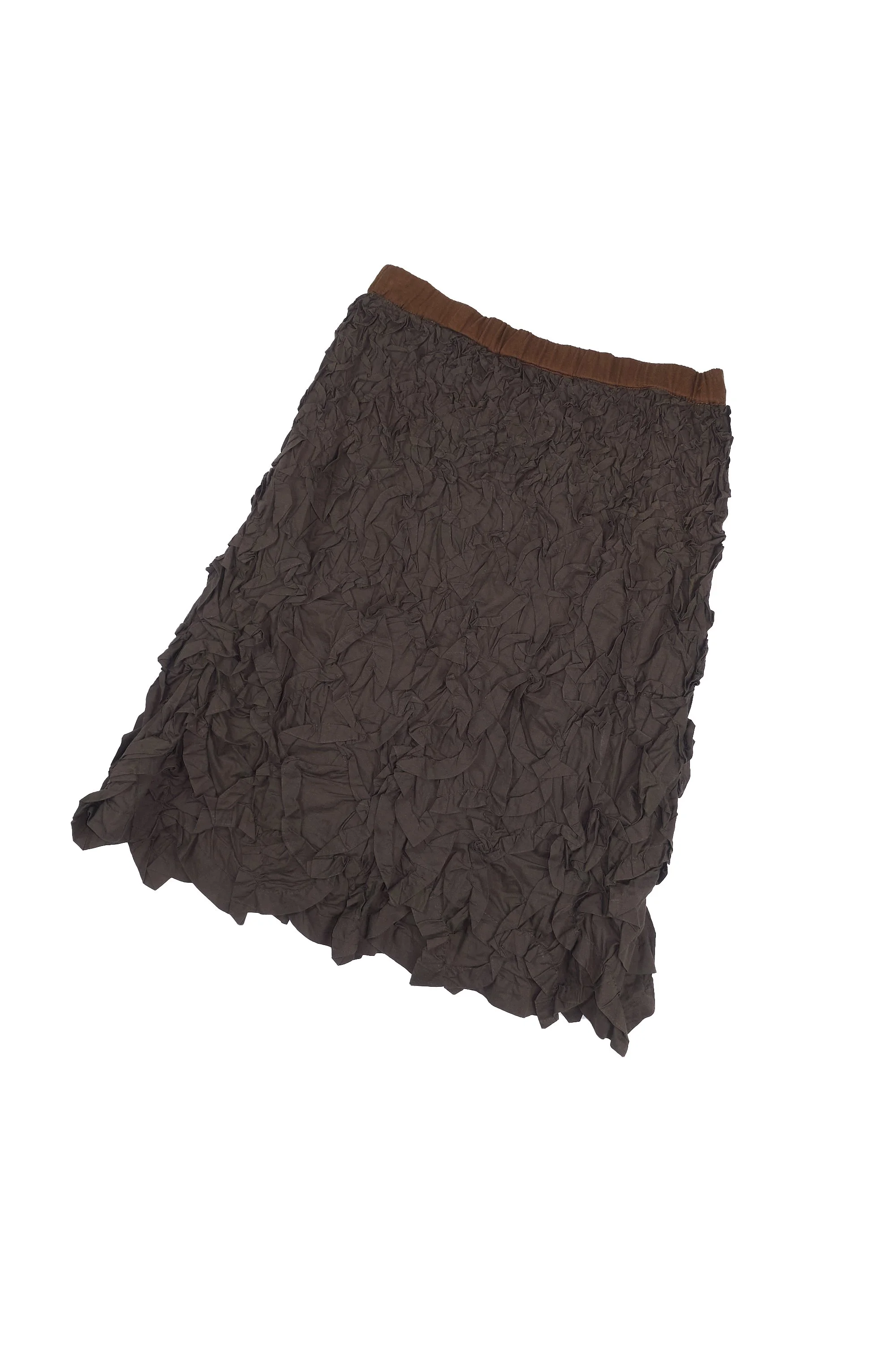230101 ISSEY MIYAKE pressed fabric wrinkle skirt brown 1512_1.jpg