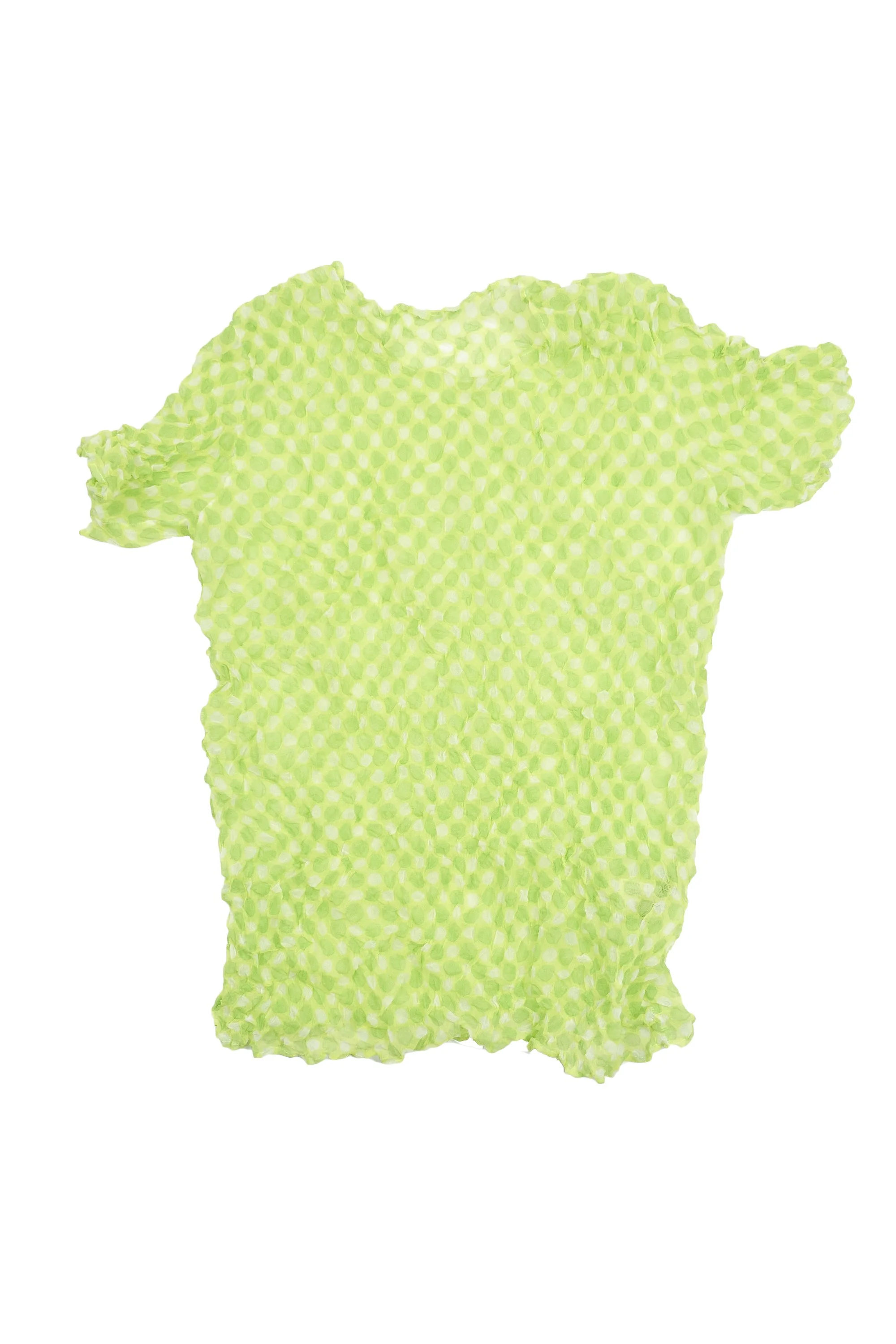 230302 ISSEY MIYAKE crinkle lime polka dot shortsleeve 1581.jpg