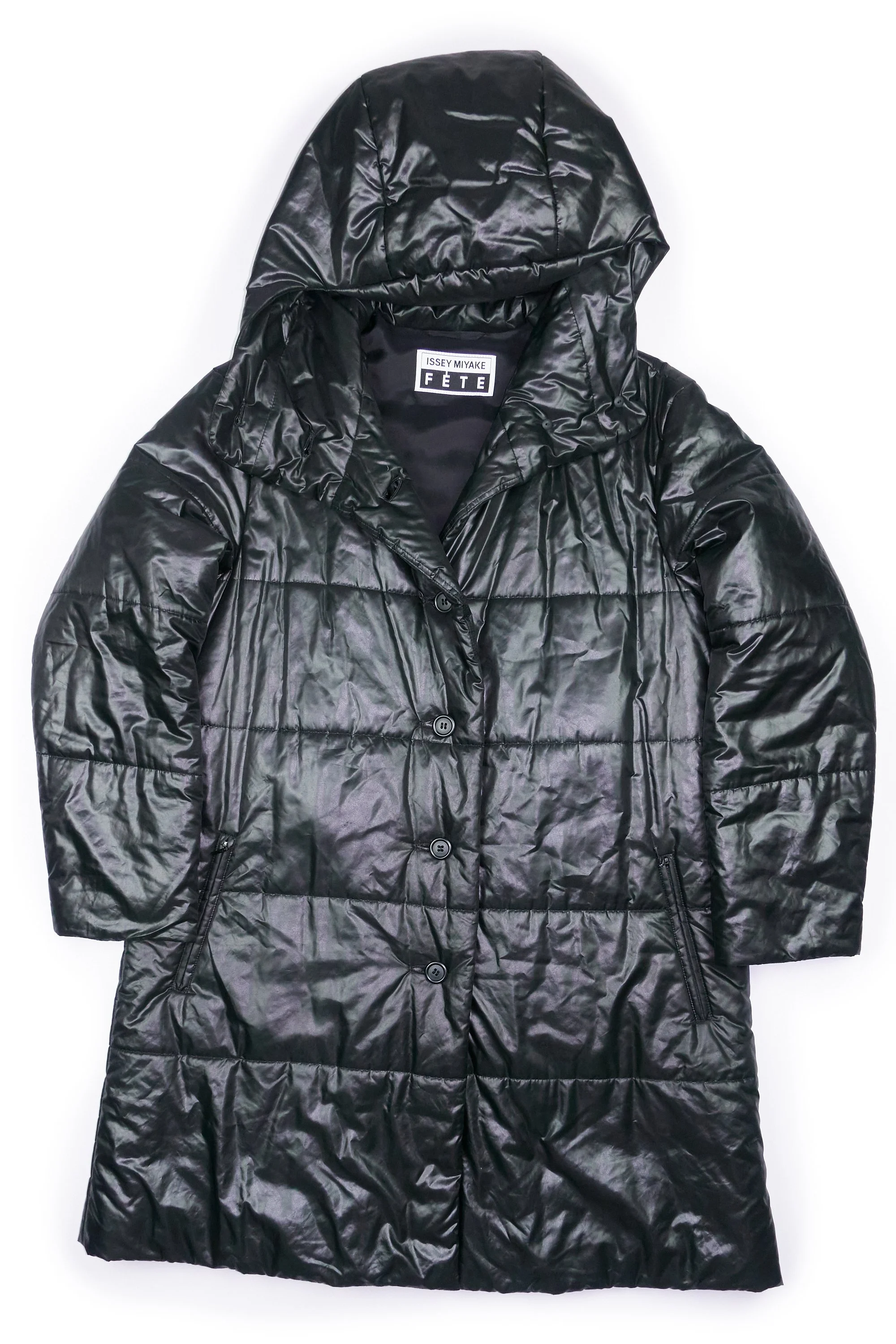 230608 Issey Miyake FETE rubbish bag hooded black coat 2.jpg