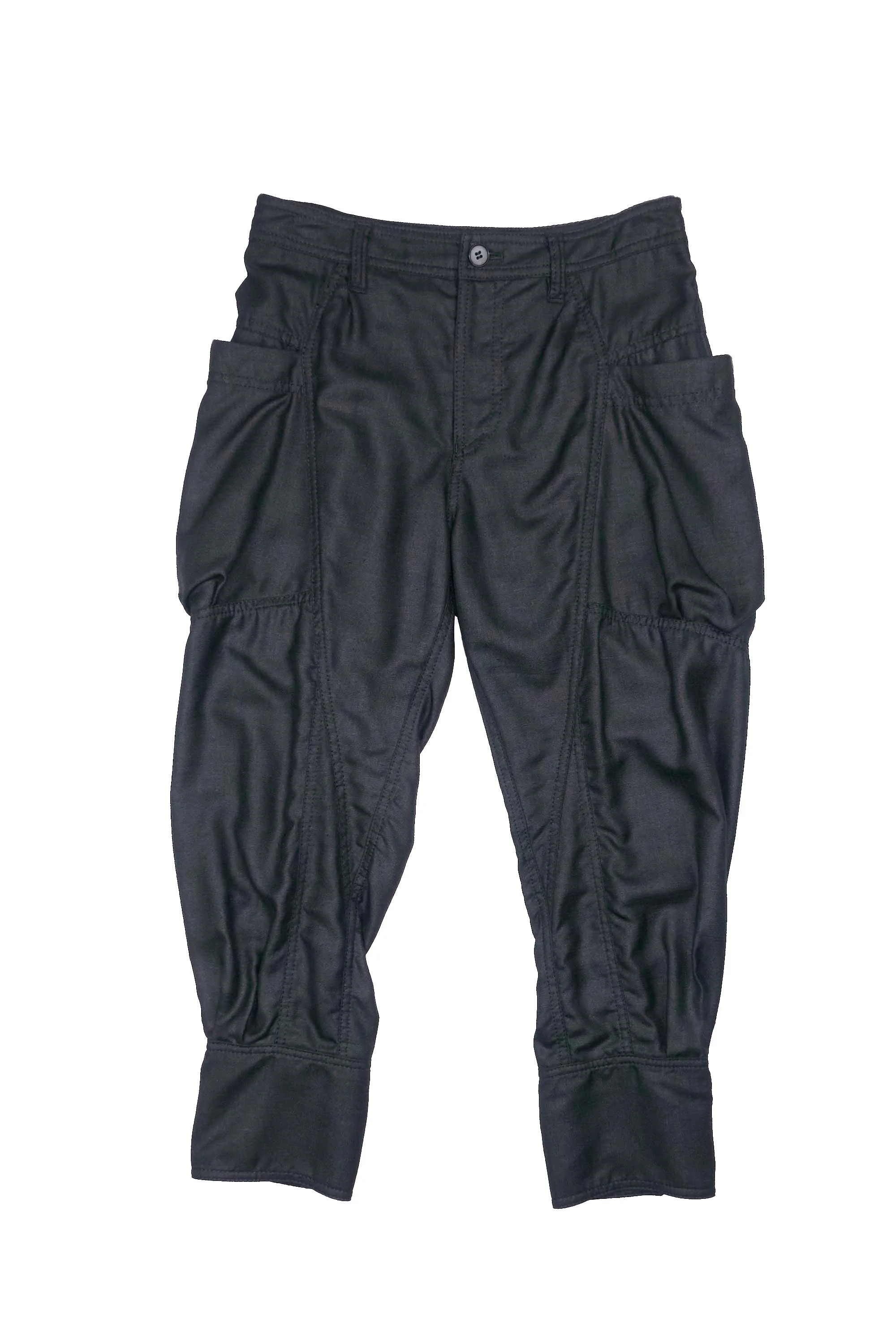 230608 Issey Miyake black shirt-cuff trousers wih large pockets.jpg
