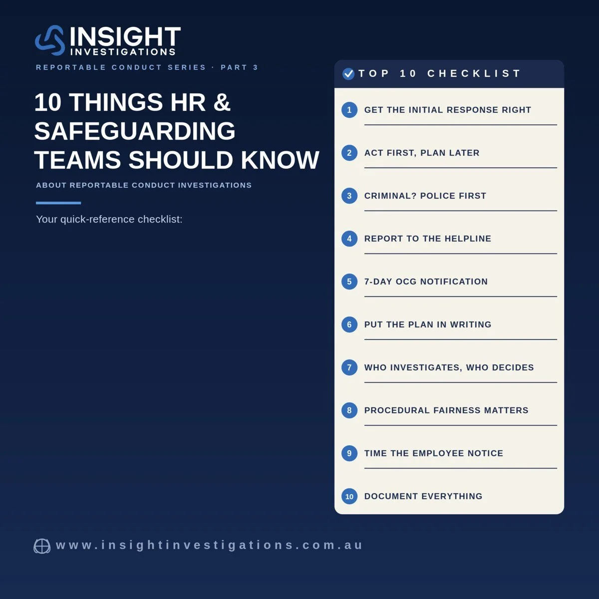10 Things Every HR and Safeguarding Professional Should Know About Reportable Conduct Investigations