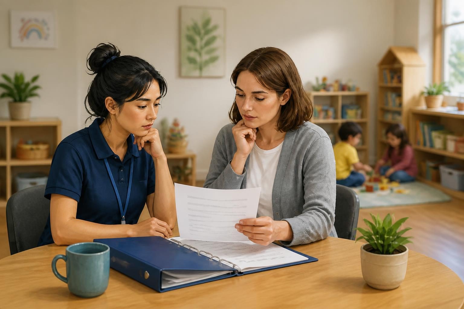 Documents being reviewed as part of a workplace investigation and disciplinary process.