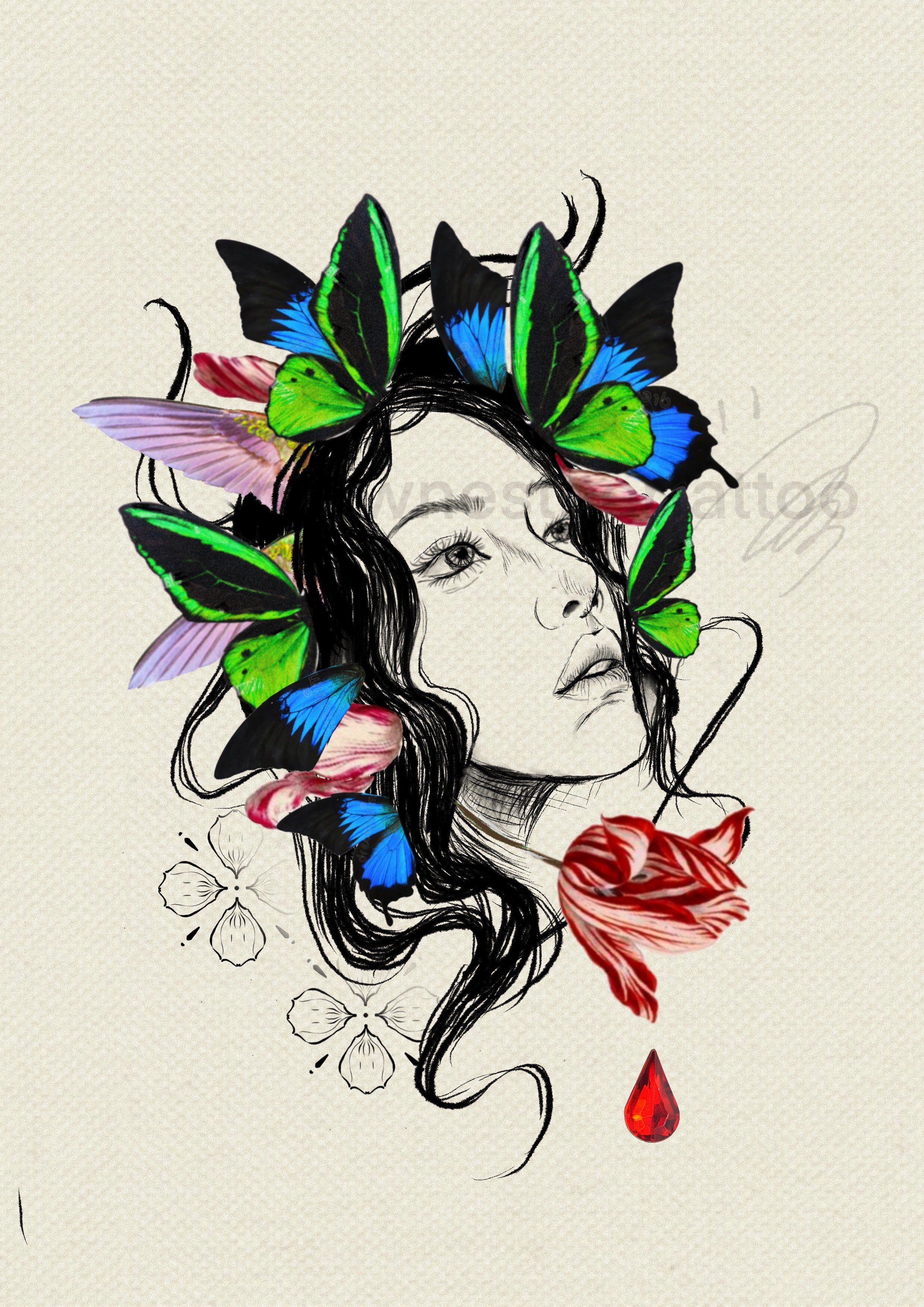 Portrait with Butterflies