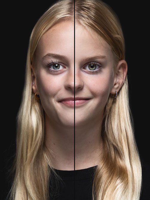 2-in-1 portret van meisje waarbij twee foto’s zijn samengevoegd