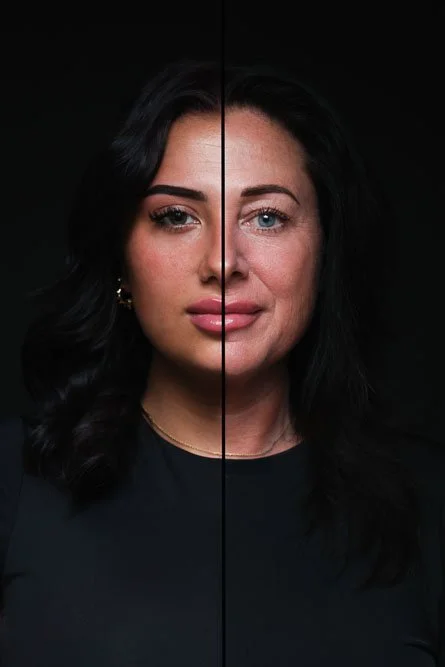 Moeder en dochter samengebracht in één 2-in-1 portret