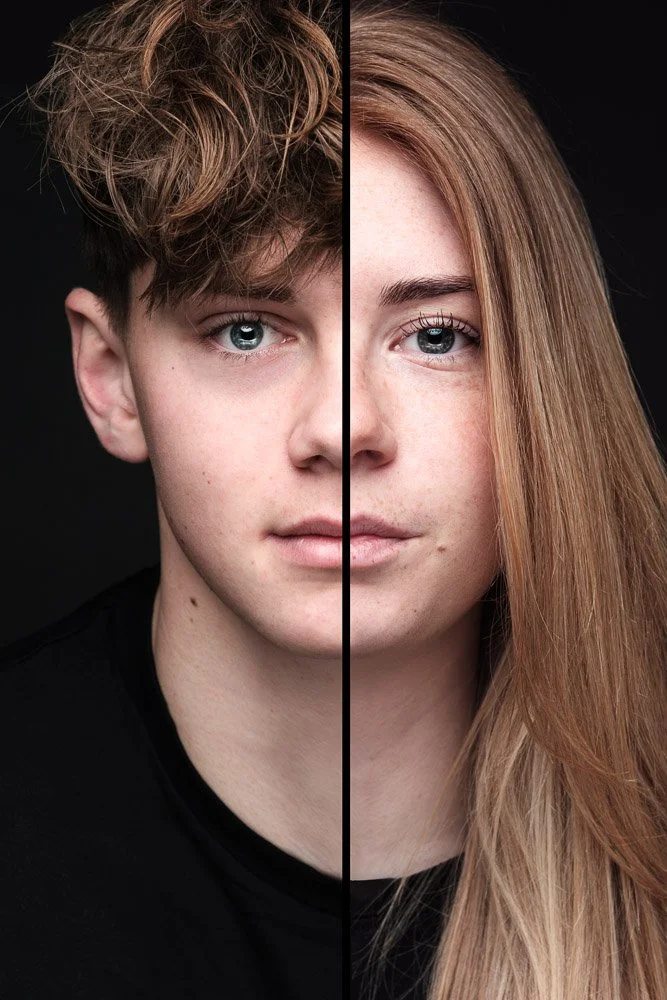 2 in 1 portret samengesteld uit twee foto’s