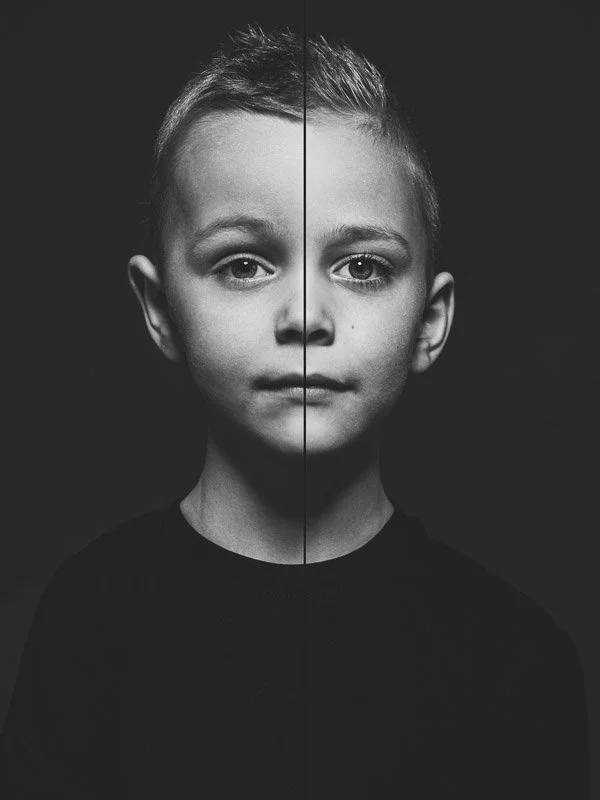 2-in-1 portret van twee kinderen samengevoegd tot één beeld