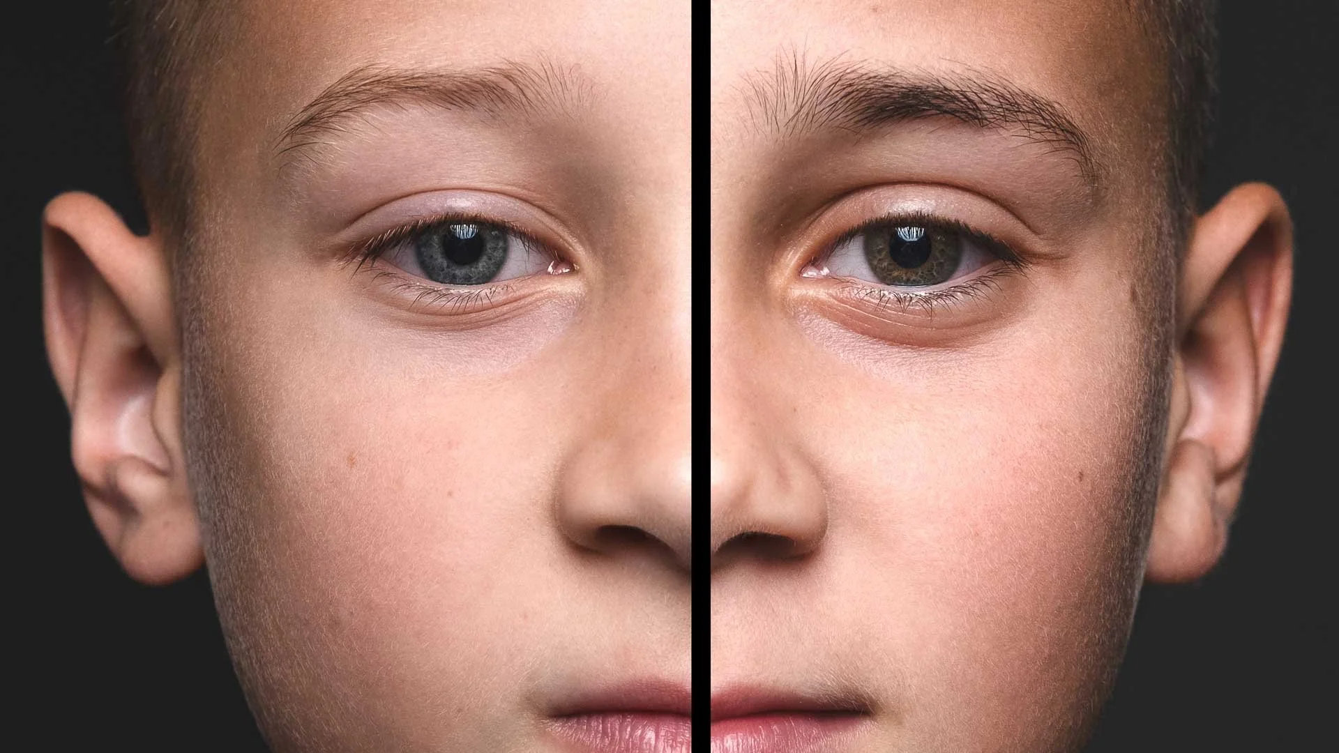 Close up van een 2 in 1 portret fotoshoot van 2 broers