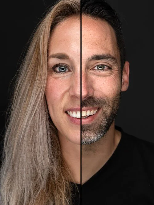 2-in-1 portret van man en vrouw samengevoegd in één beeld