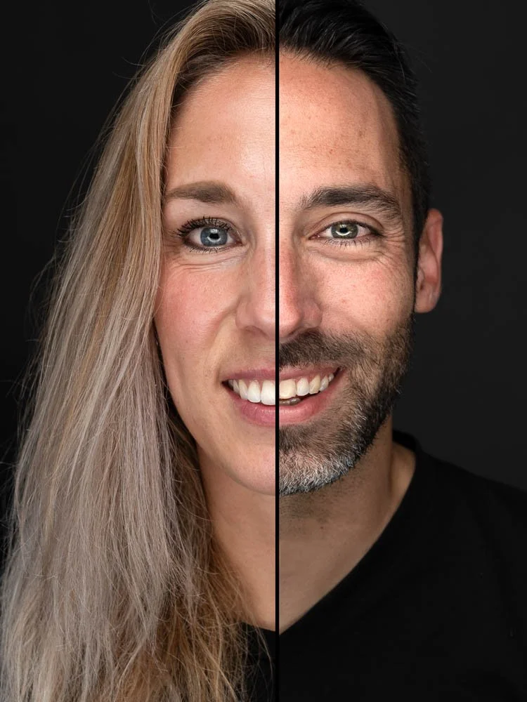 duo portret van man en vrouw samengevoegd in één beeld