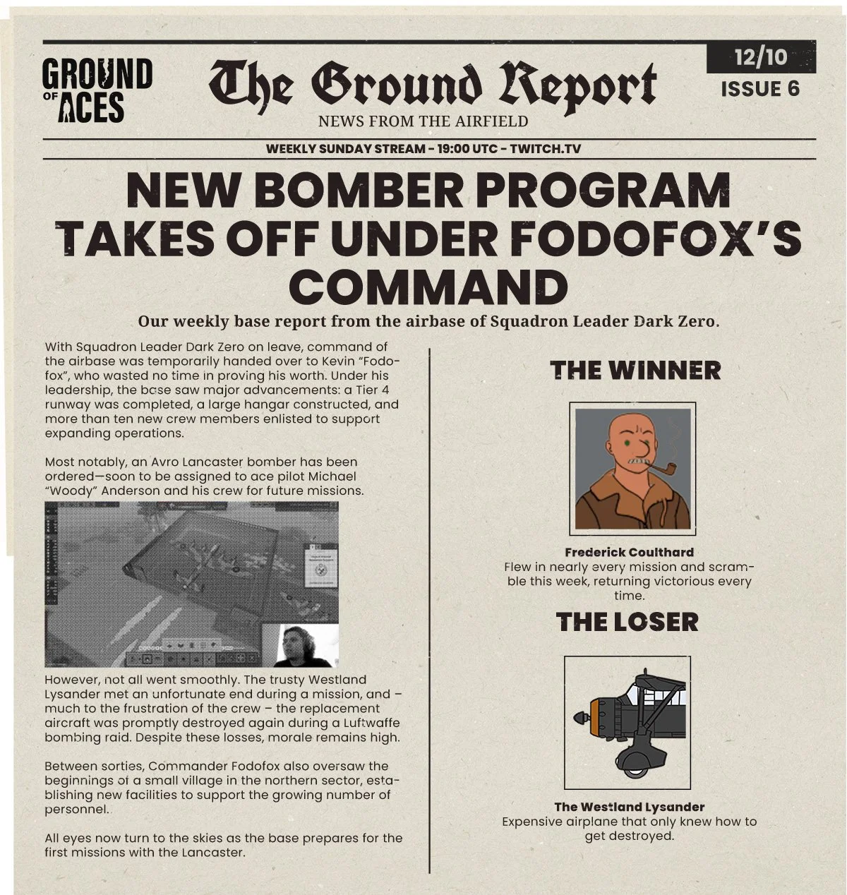 🗞️ Fodofox&rsquo;s week in command brought major progress! Next, Dark Zero returns to command this Sunday. Woody and his crew will take the Lancaster for its first bombing run. Fuel the engines. Load the bombs. This time, we&rsquo;re not just defend