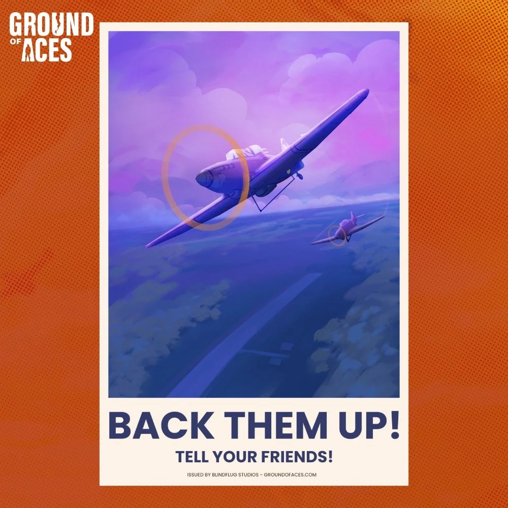 Do you recognize the airplane in our new poster? 🤔🛩️ New custom GROUND OF ACES illustration and its WW2 poster inspiration!

Join the GROUND OF ACES dev livestream with Dark Zero this Sunday and share your questions and feedback about the game! He 