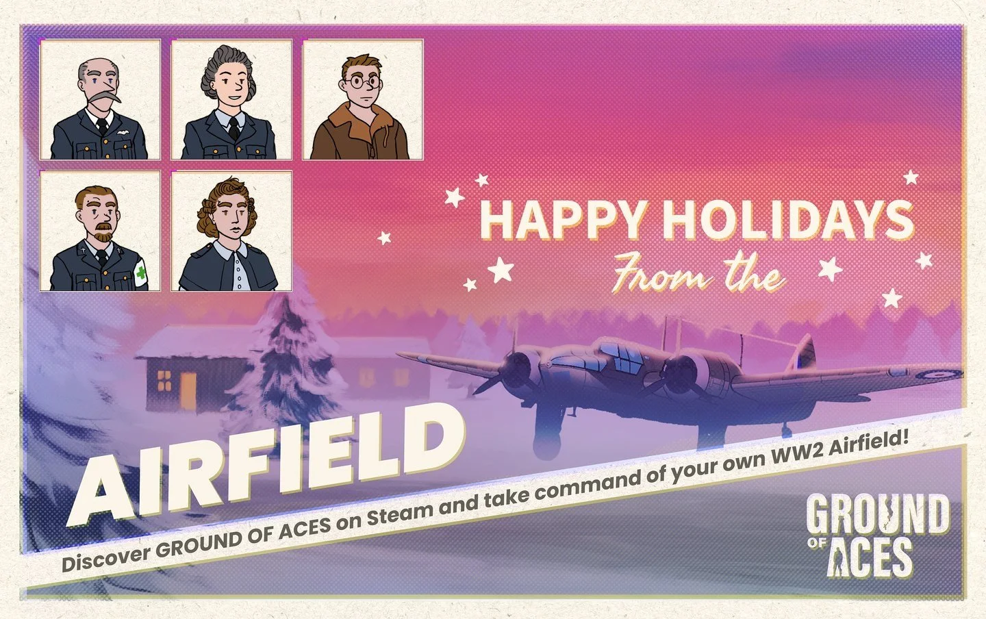 Have you tried our character generator yet? 🎄 Turn your family into Ground of Aces characters and create your own Christmas postcard. We'd love to see your results!

Our character &amp; crew generator lets you recreate your family and turn it into a