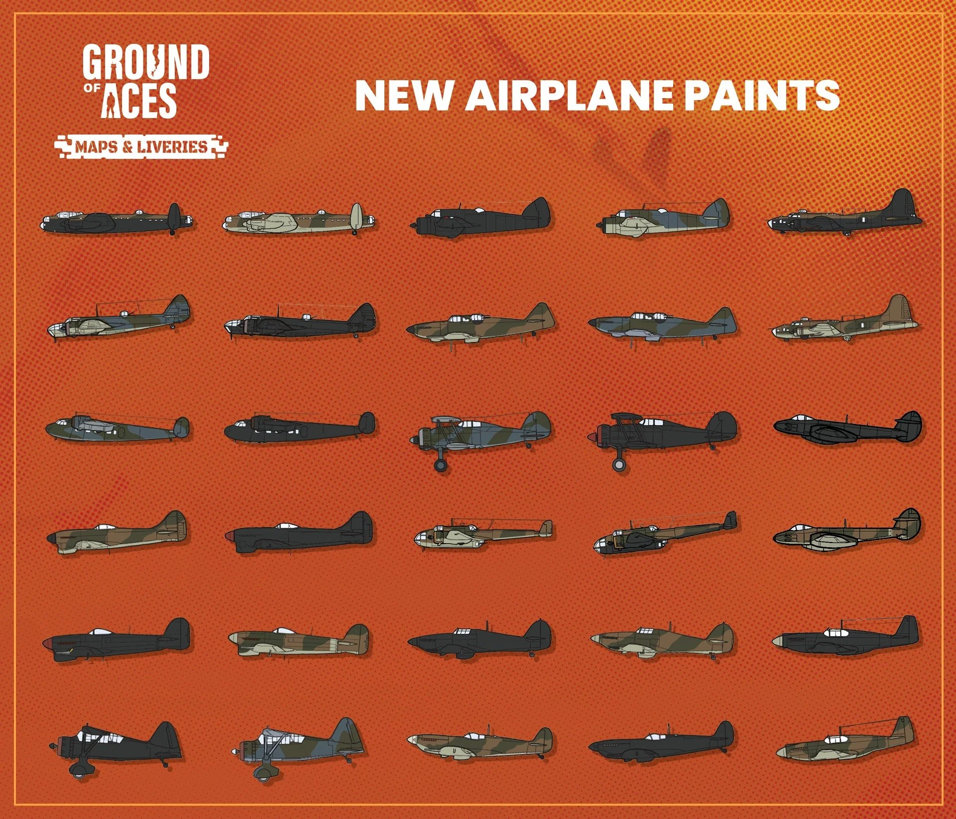 ✈🎨🖌 The new aircraft liveries categories of Ground of Aces: Night, Temperate Land, Temperate Sea and Day Fighter Liveries. These are the skins you can unlock by completing certain assignments.
Which look is your favourite?