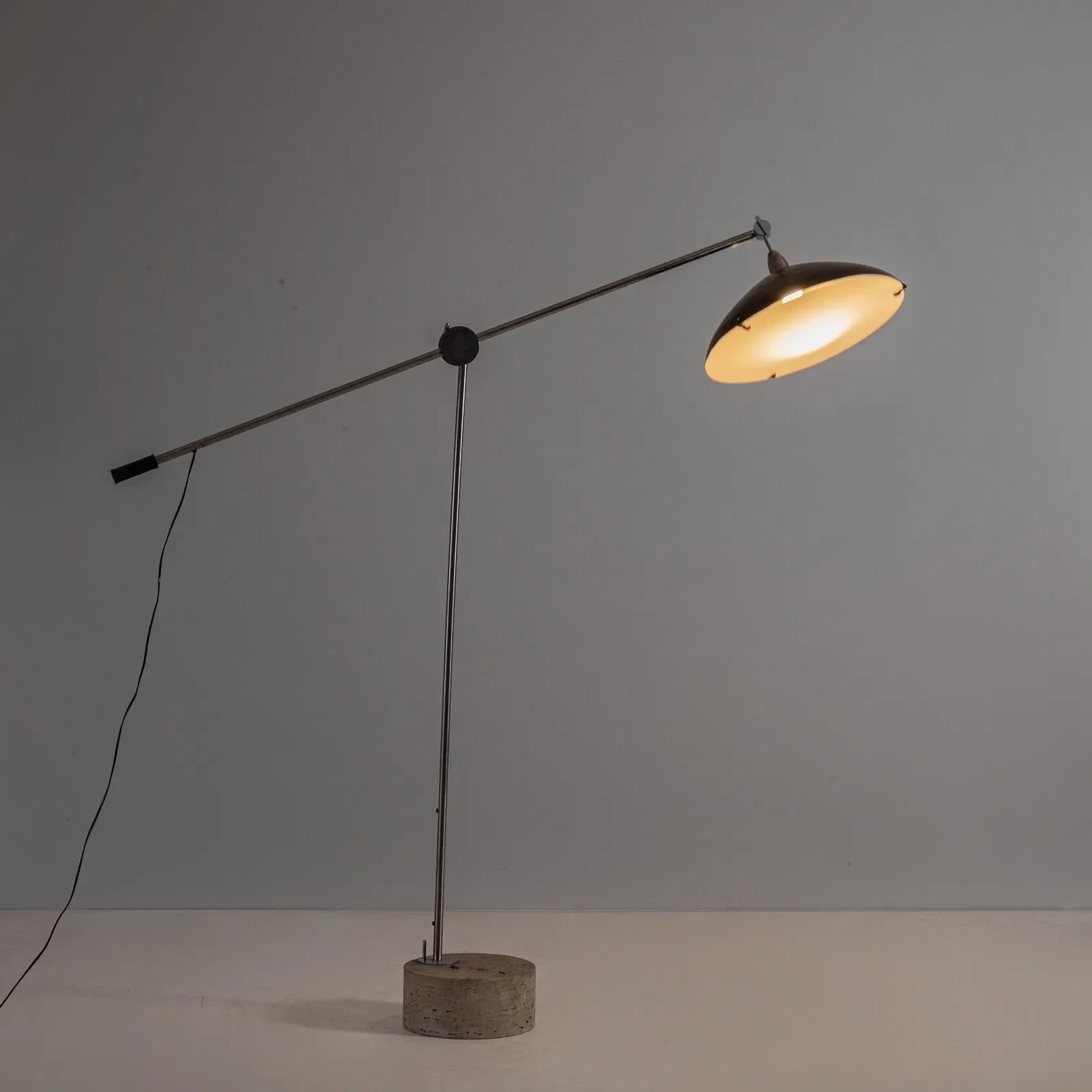 1960, Italy, Floor lamp with travertine base, Manifattura Italiana