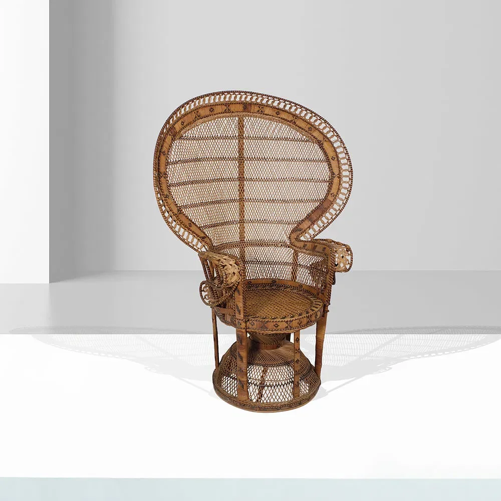 1960s French Wicker Chair, Emmanuelle Peacock