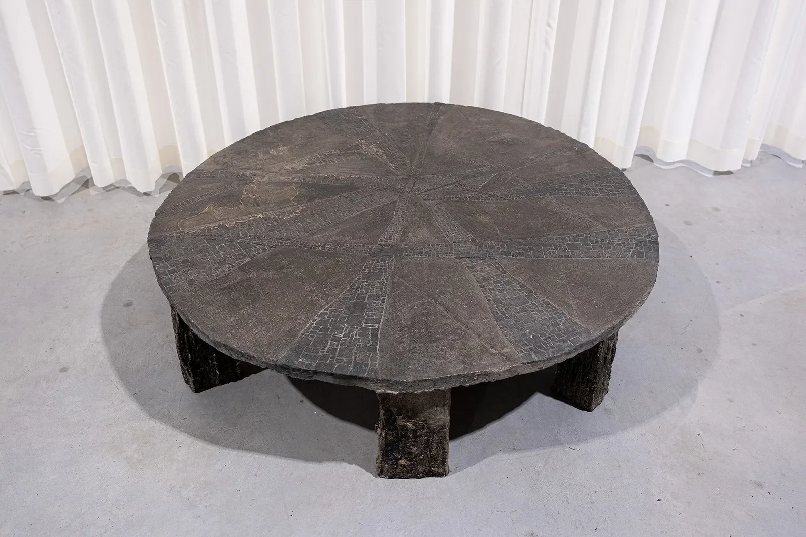 1960s, vintage brutalist round coffee table, Pia Manu