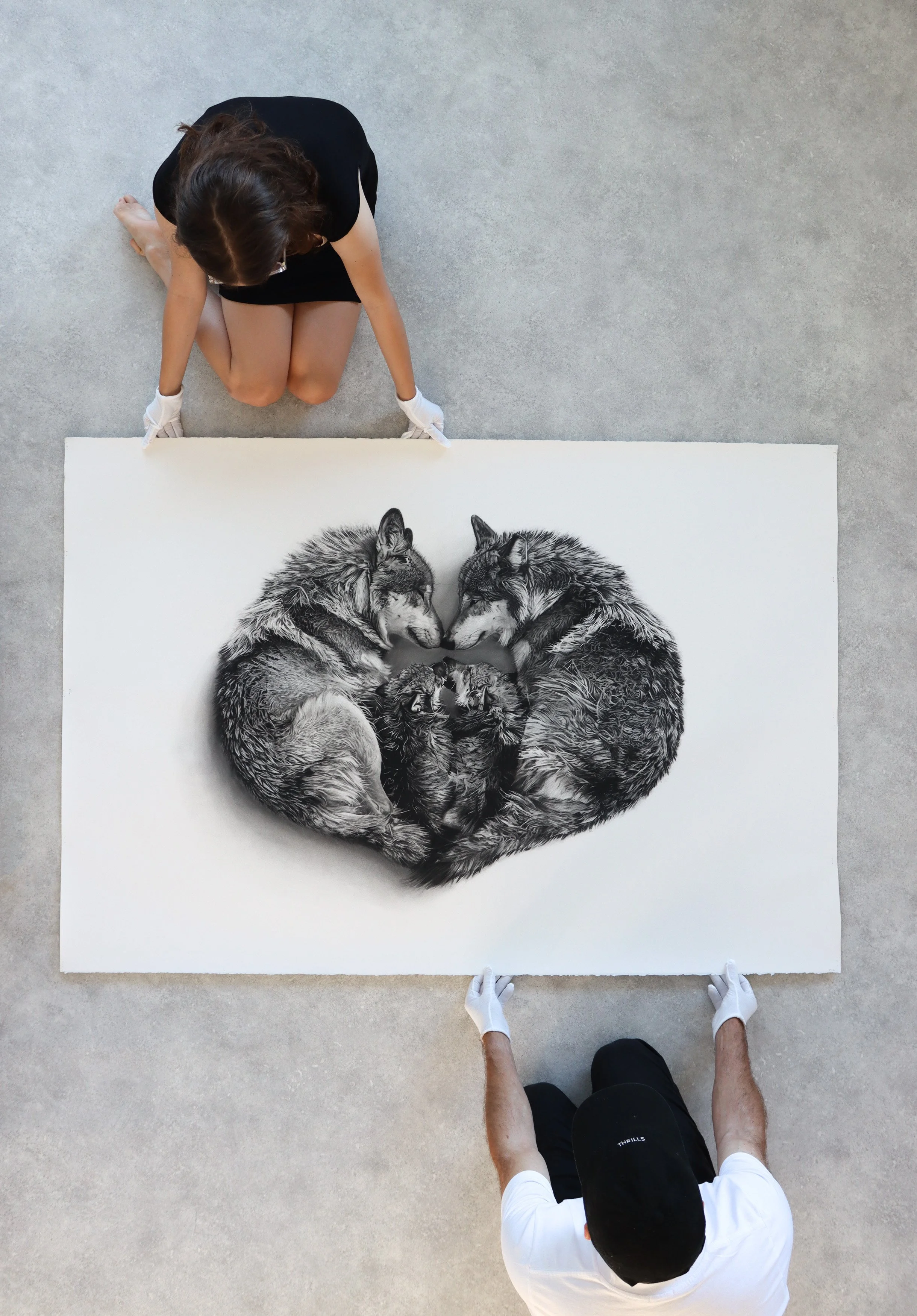 Sanctum charcoal artwork by Rob Harris shown at museum scale
